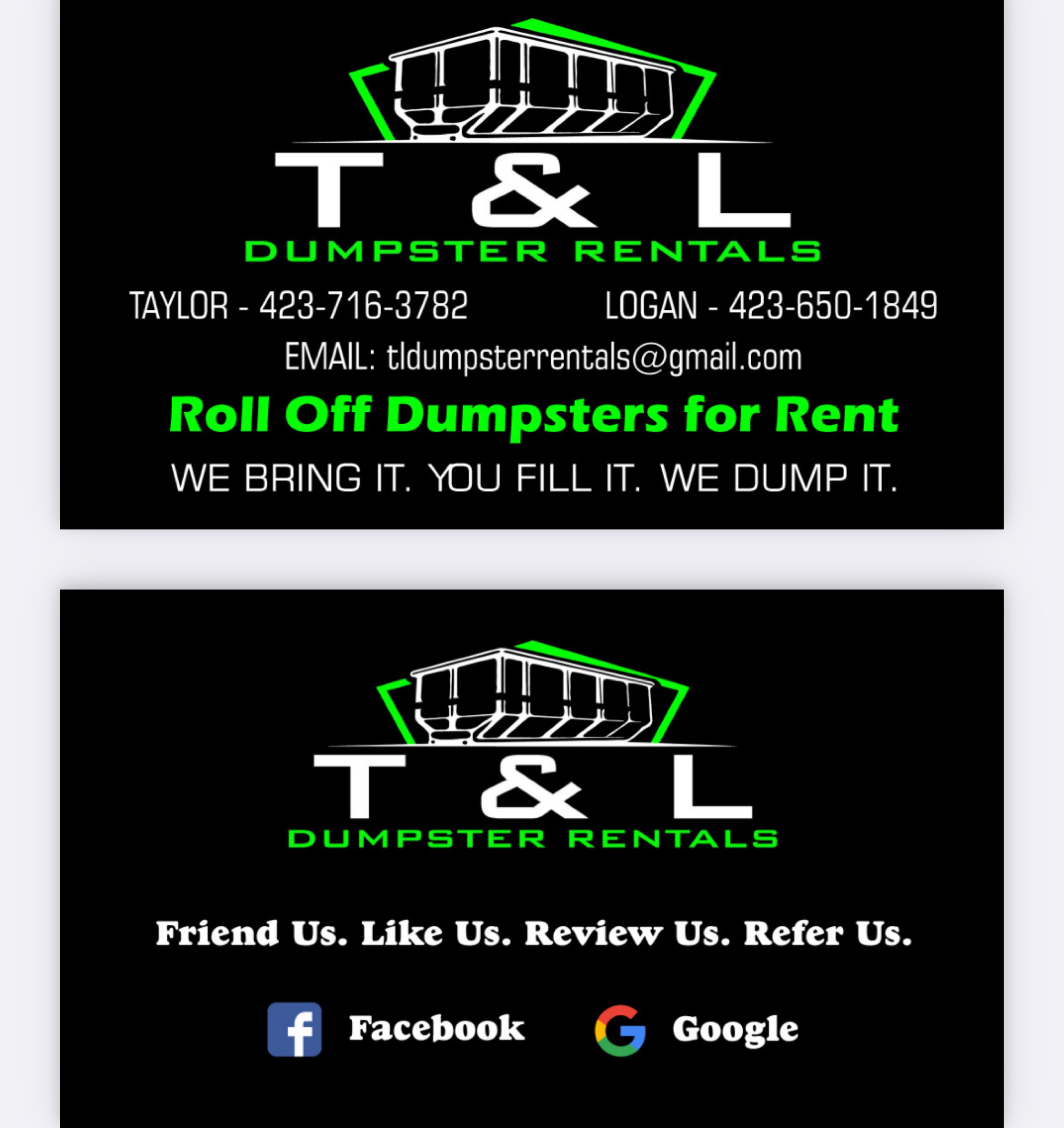 T&L Dumpster Rentals Logo