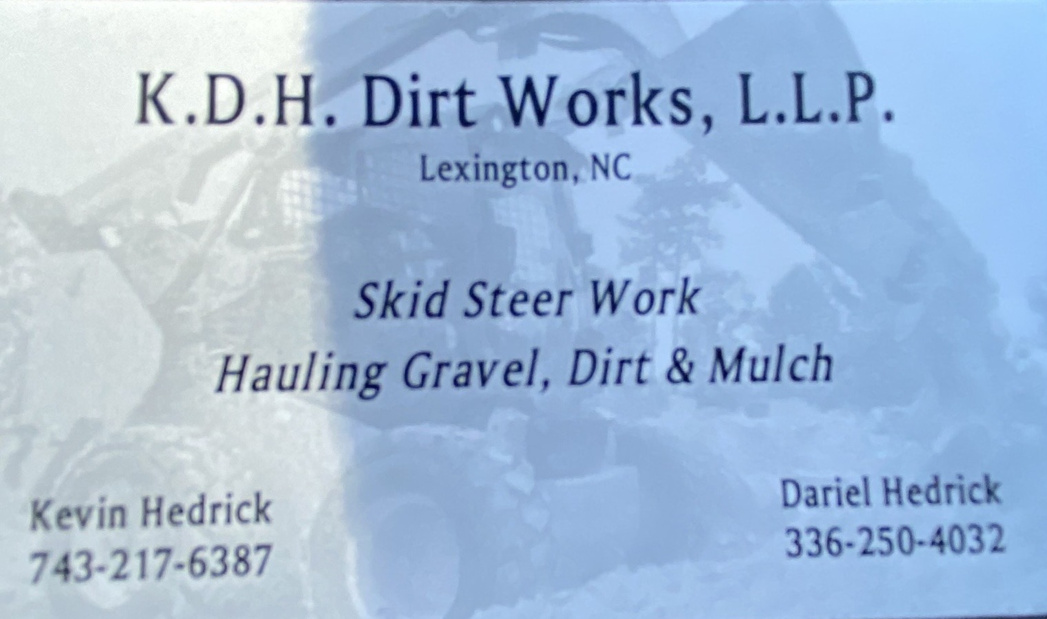 K.D.H. Dirt Works Logo