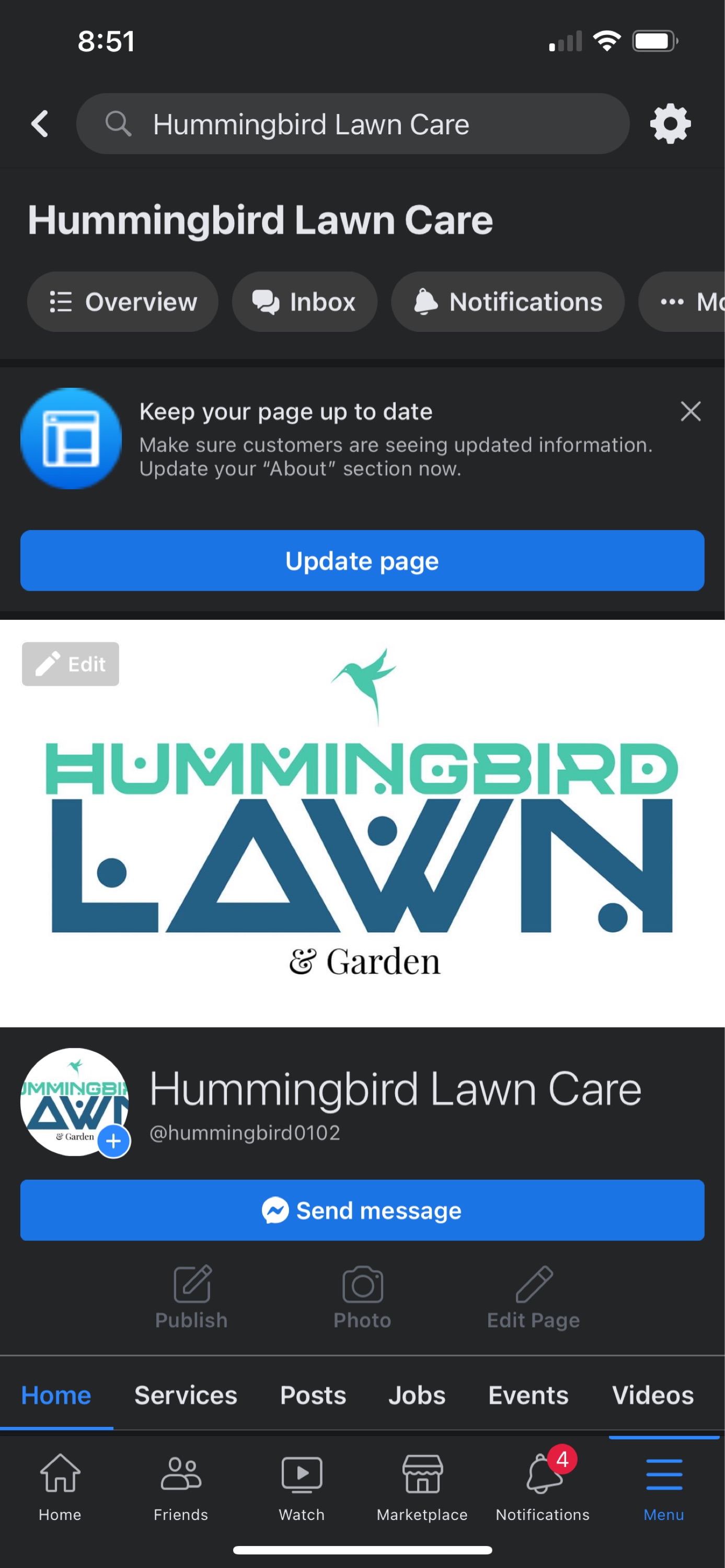Hummingbird Lawn and Garden Logo