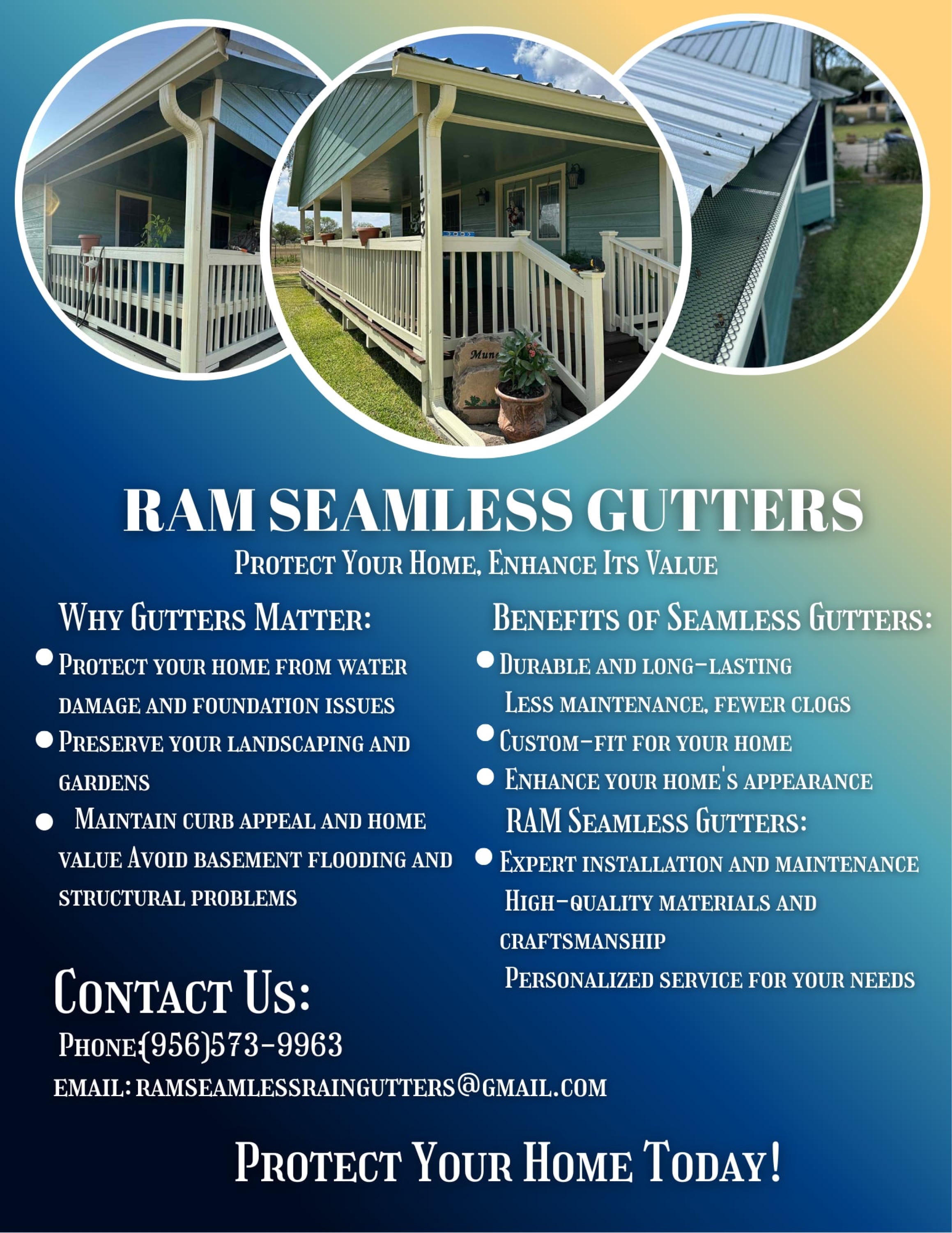 RAM Seamless Gutters Logo