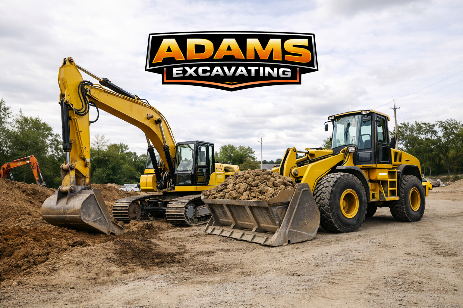 Adams excavating Logo