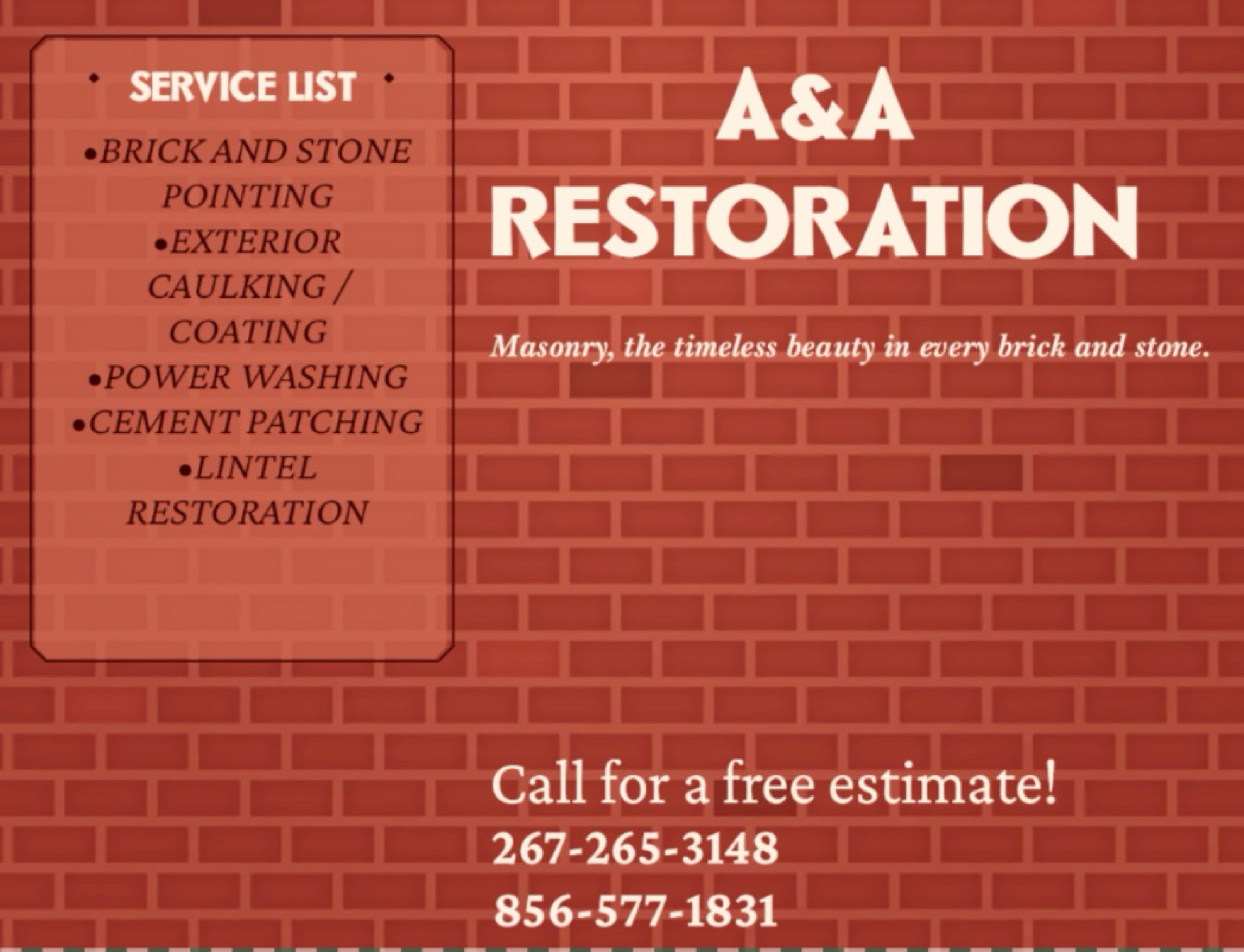 A&A Masonry restoration Logo