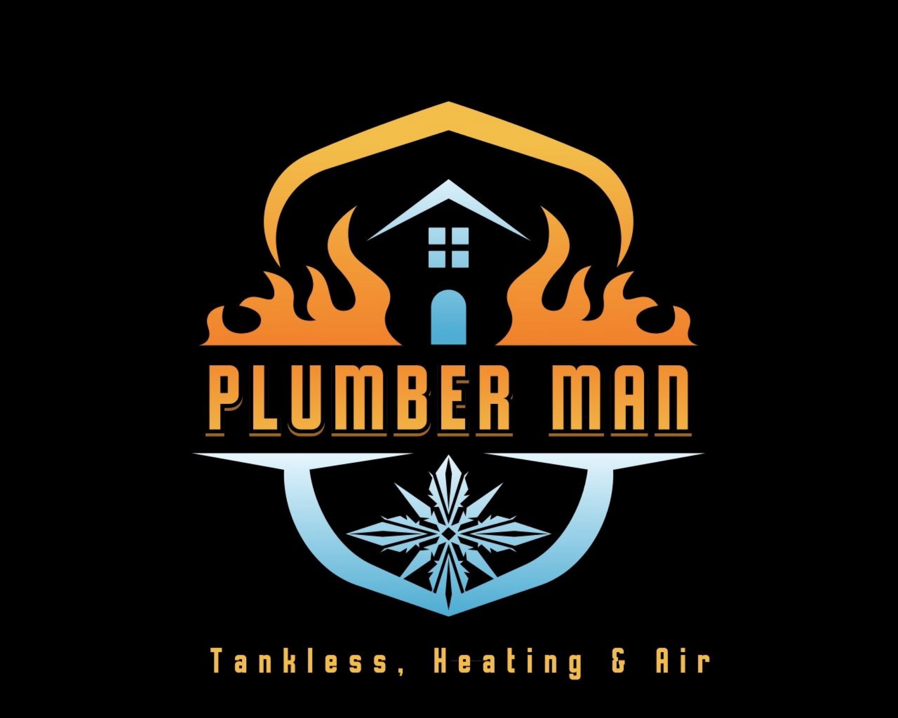 Plumber Man Tankless, Heating And Air Logo