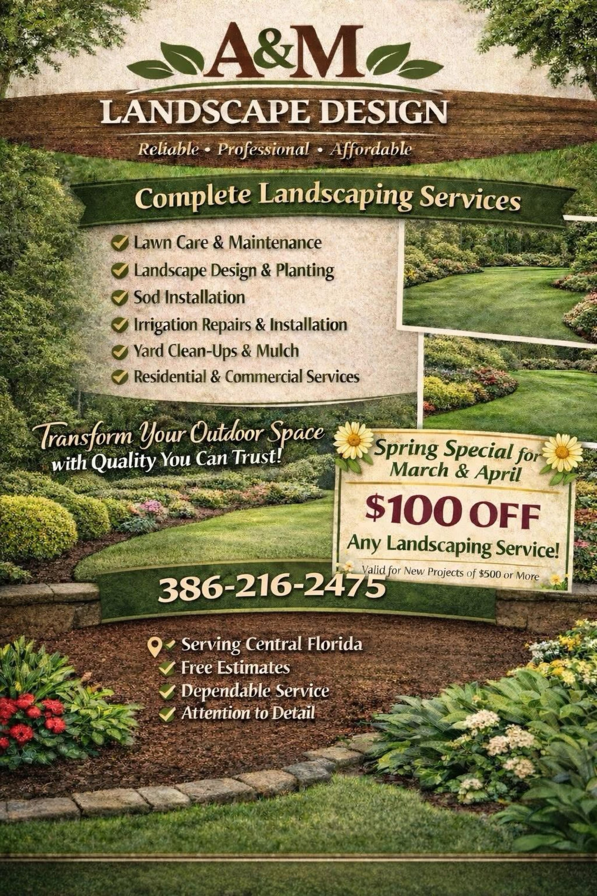 A & M Landscape Design Logo