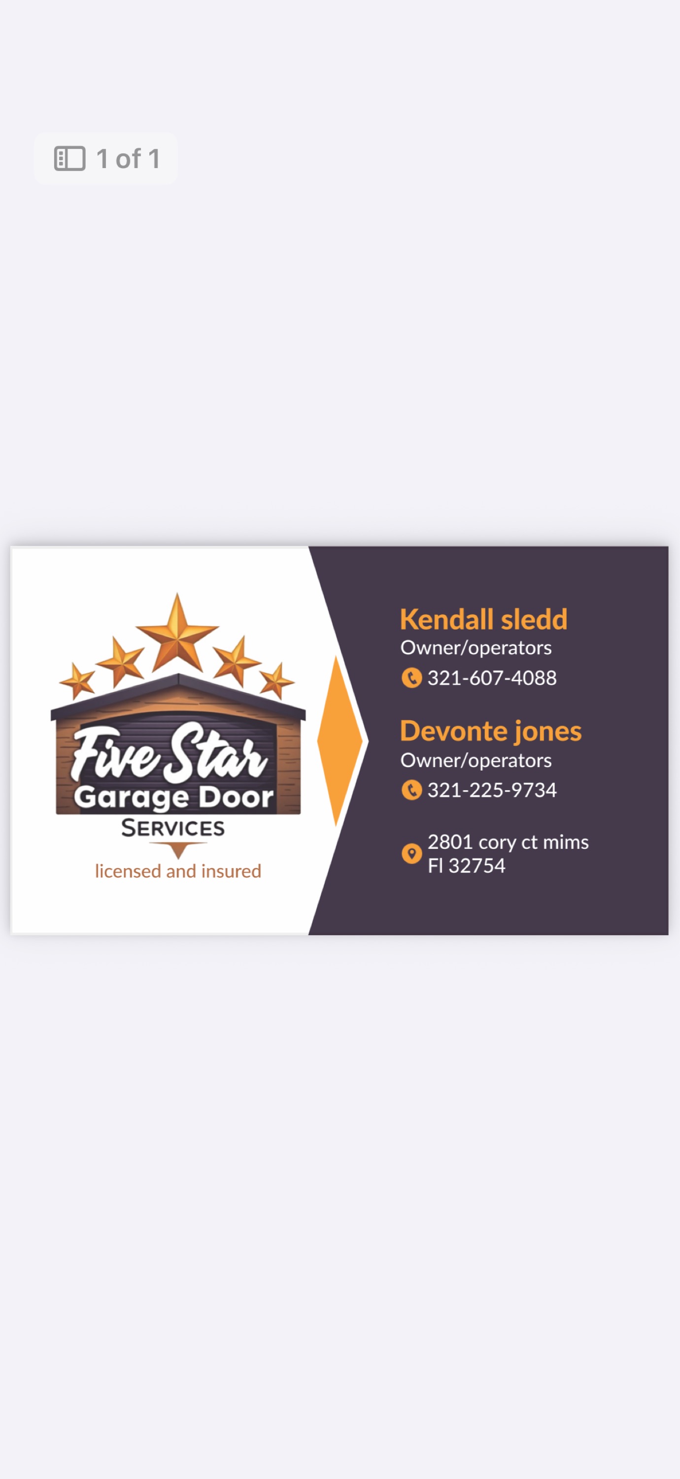 Five Star Garage Door Services LLC Logo