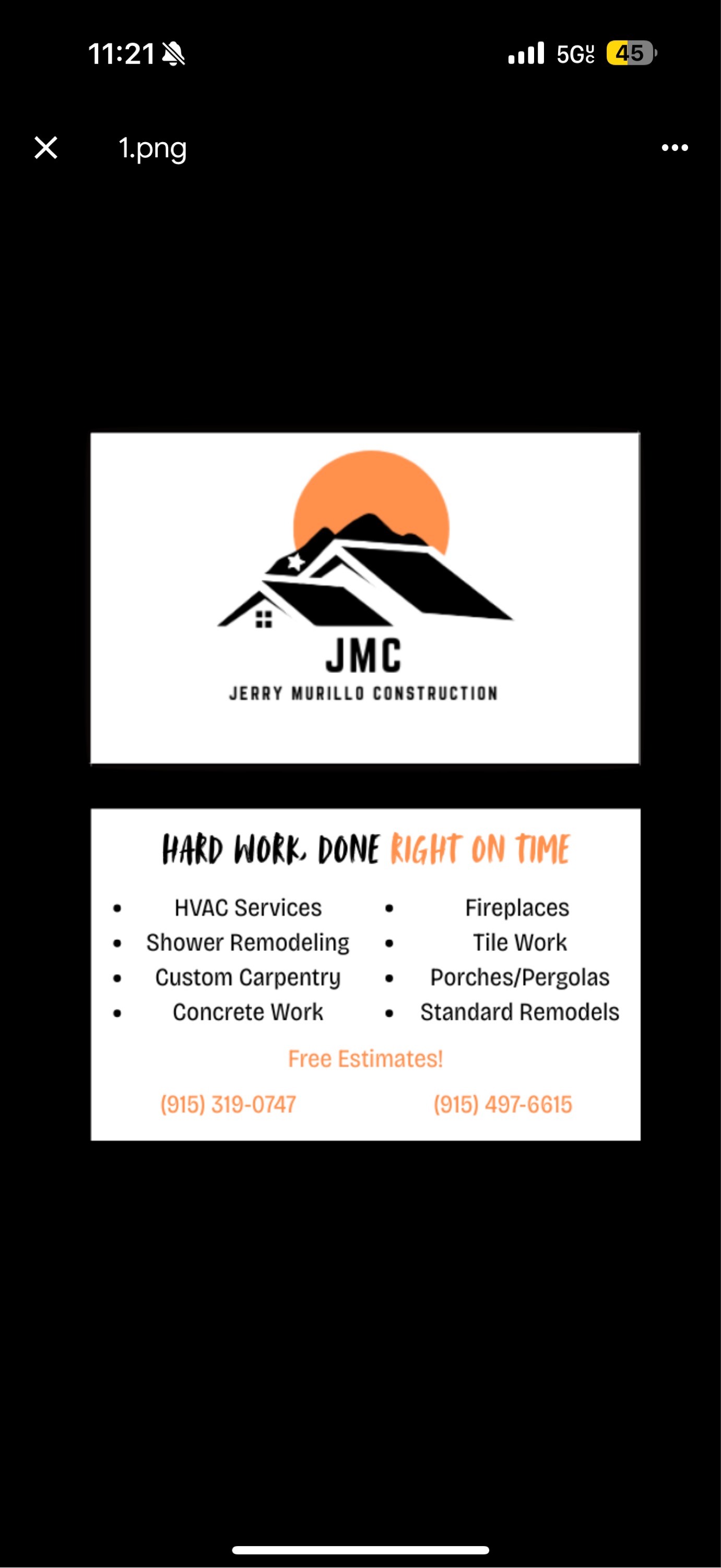 Jerry Murillo Construction Logo