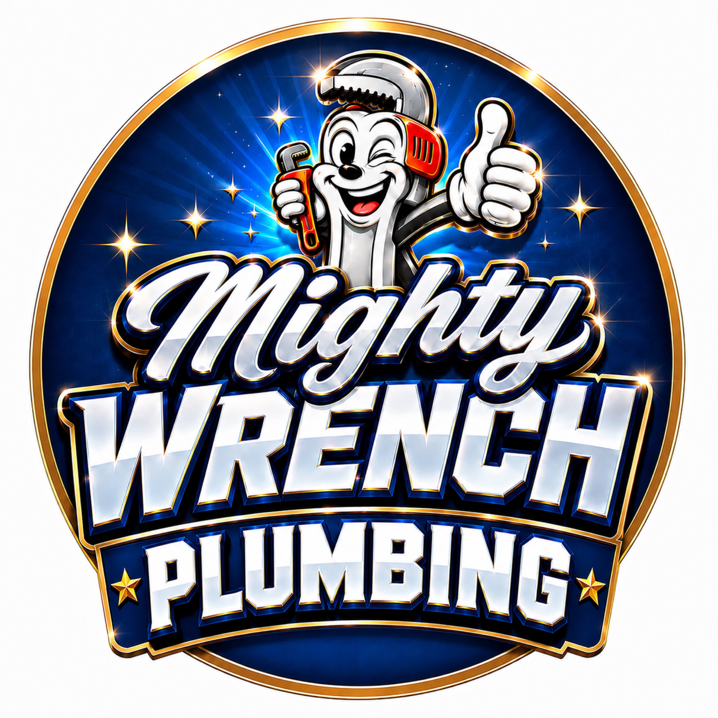 Mighty Wrench Plumbing Logo