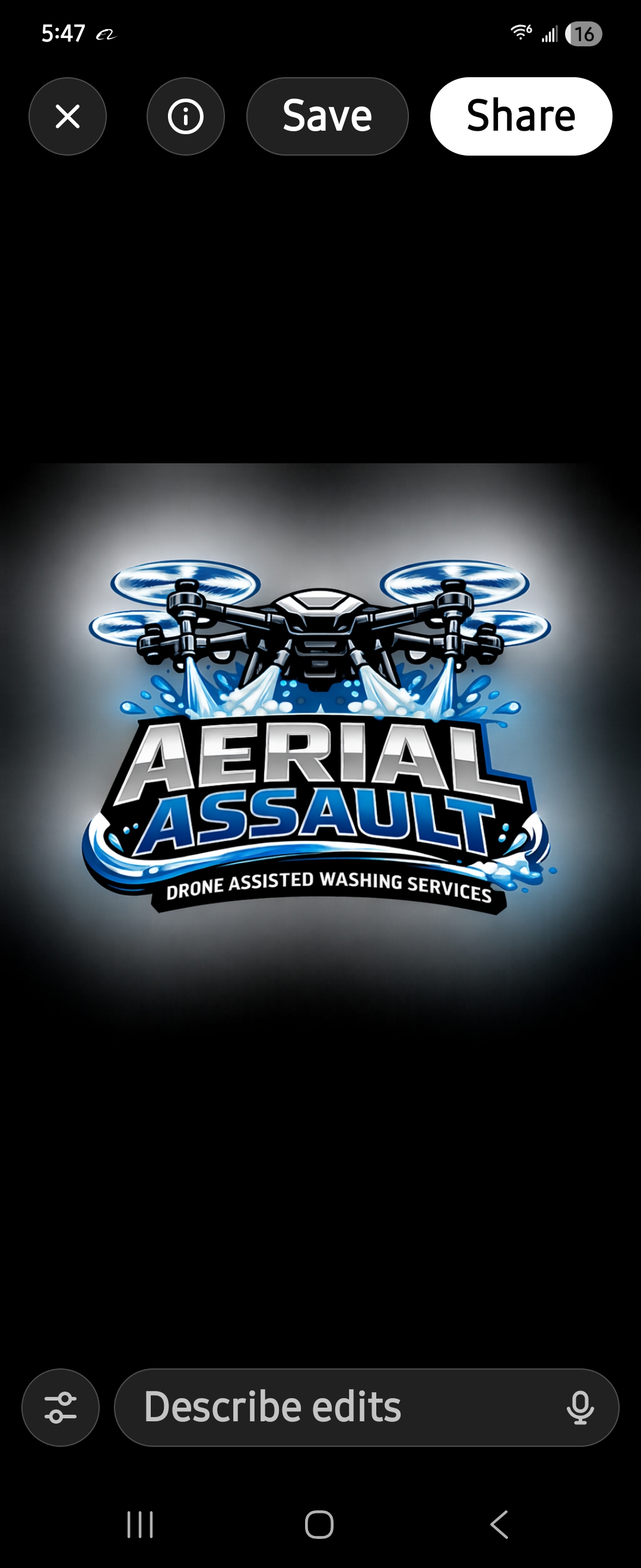 Ariel Assault Drone Persisted Washing Services Logo