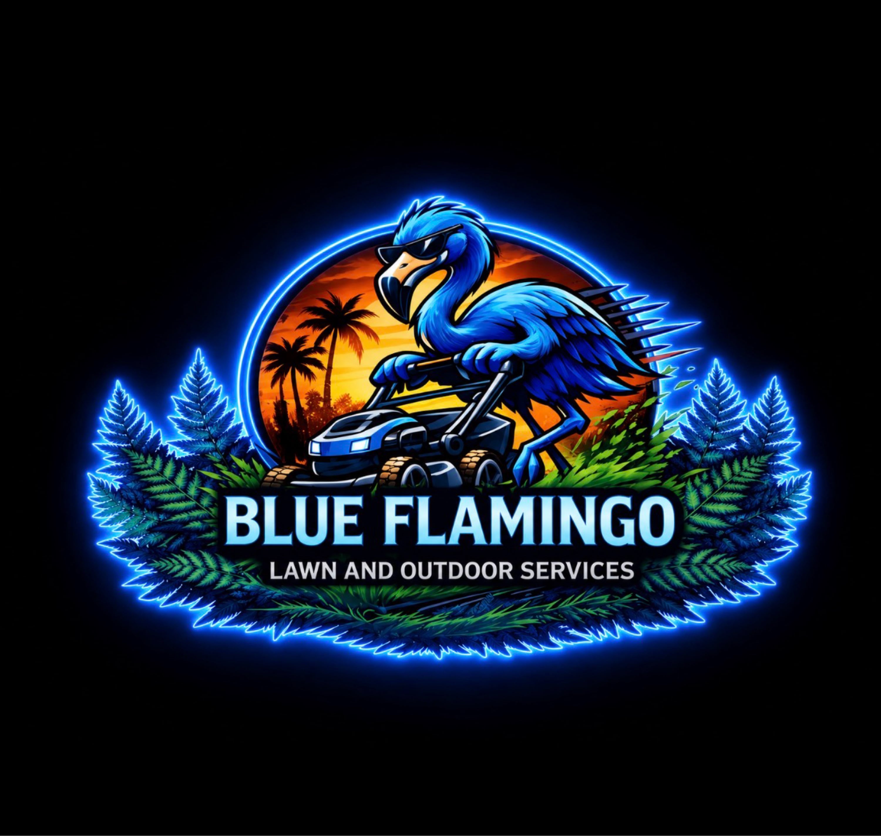 Blue Flamingo Lawn And Outdoor Servises Logo