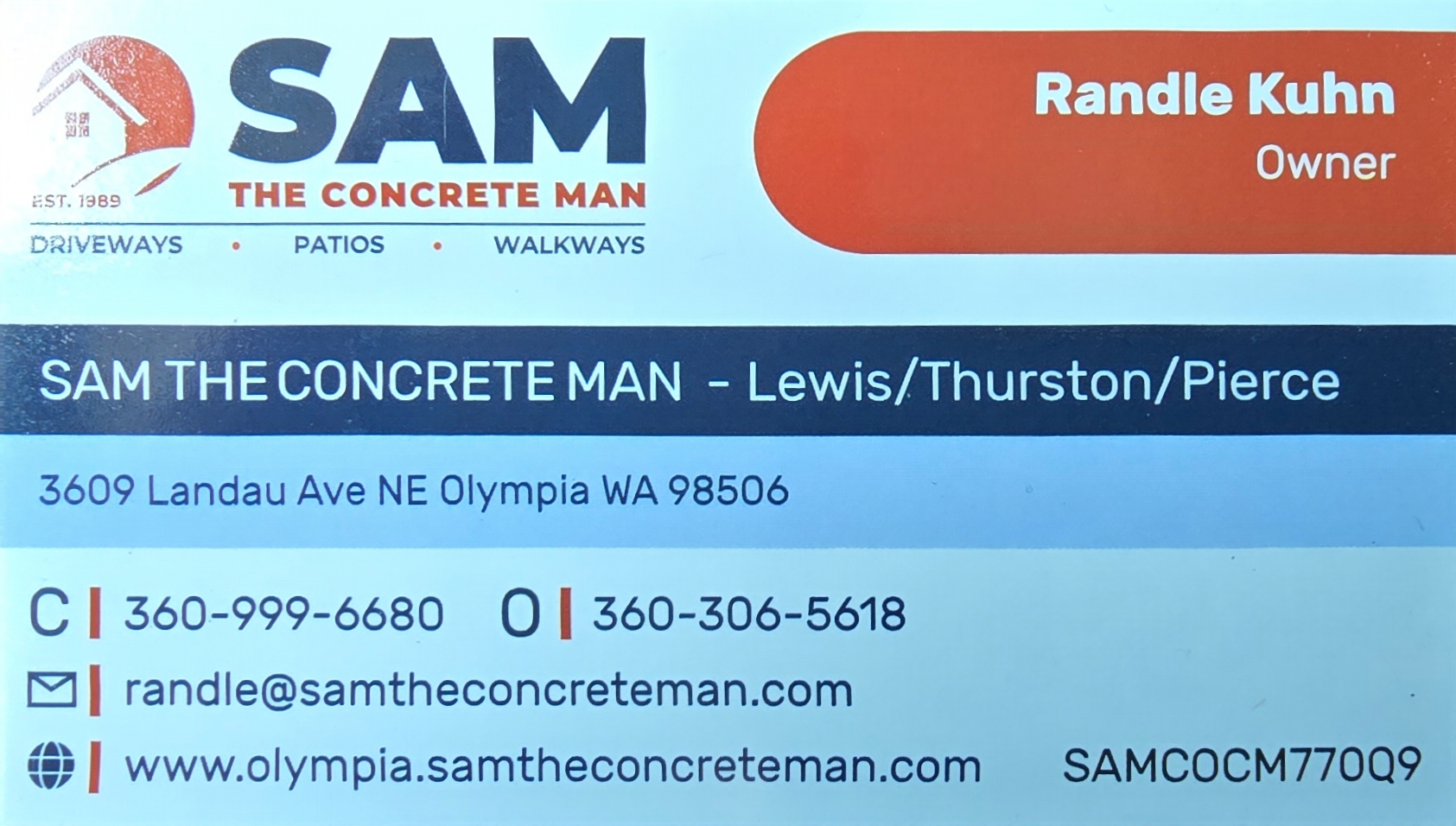 SAM THE CONCRETE MAN Logo