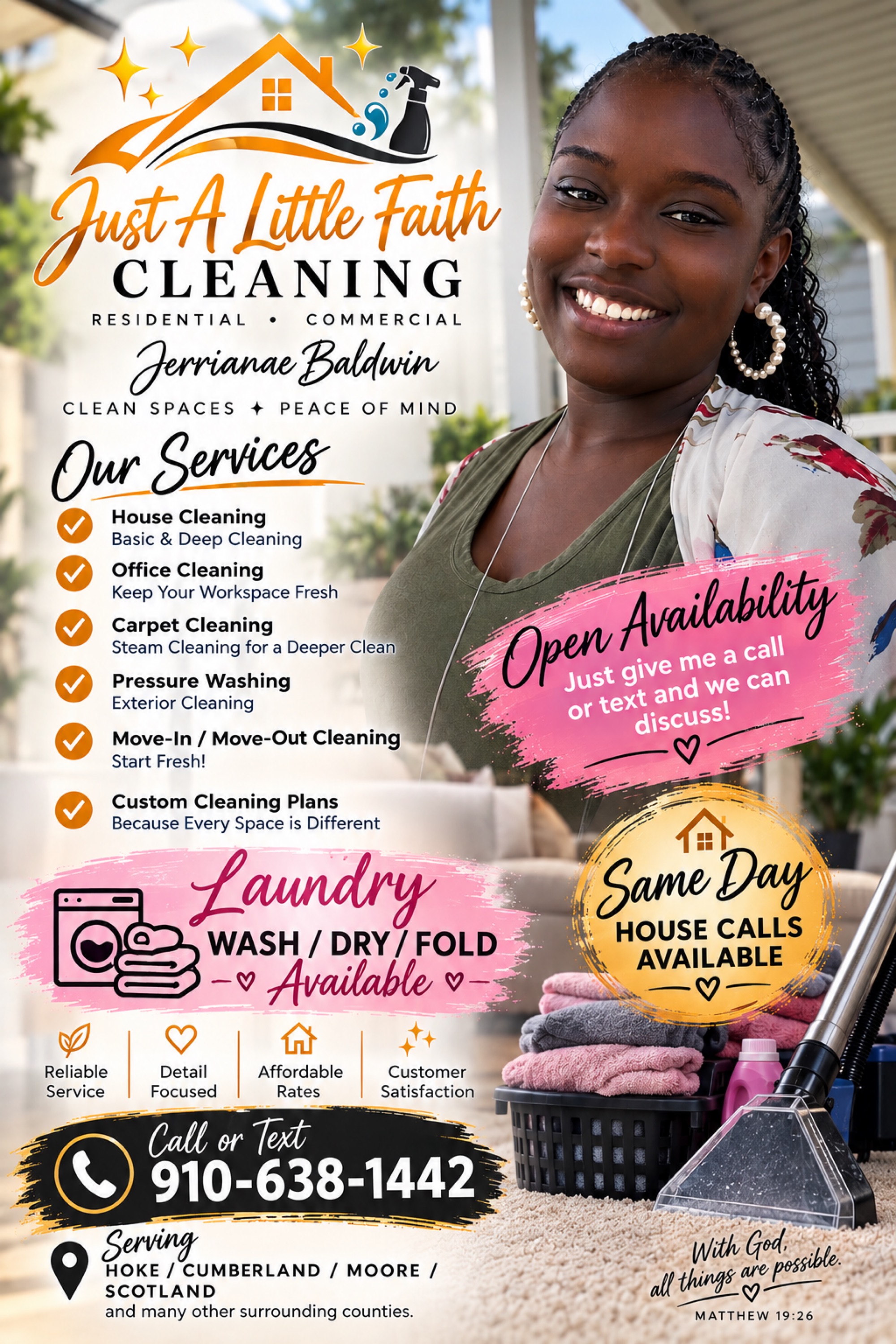Just A Little Faith Cleaning Services Logo