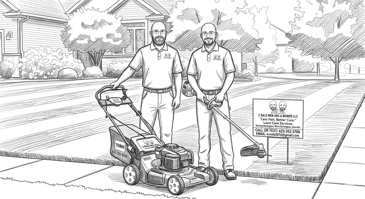 2 Bald Men and a Mower Logo