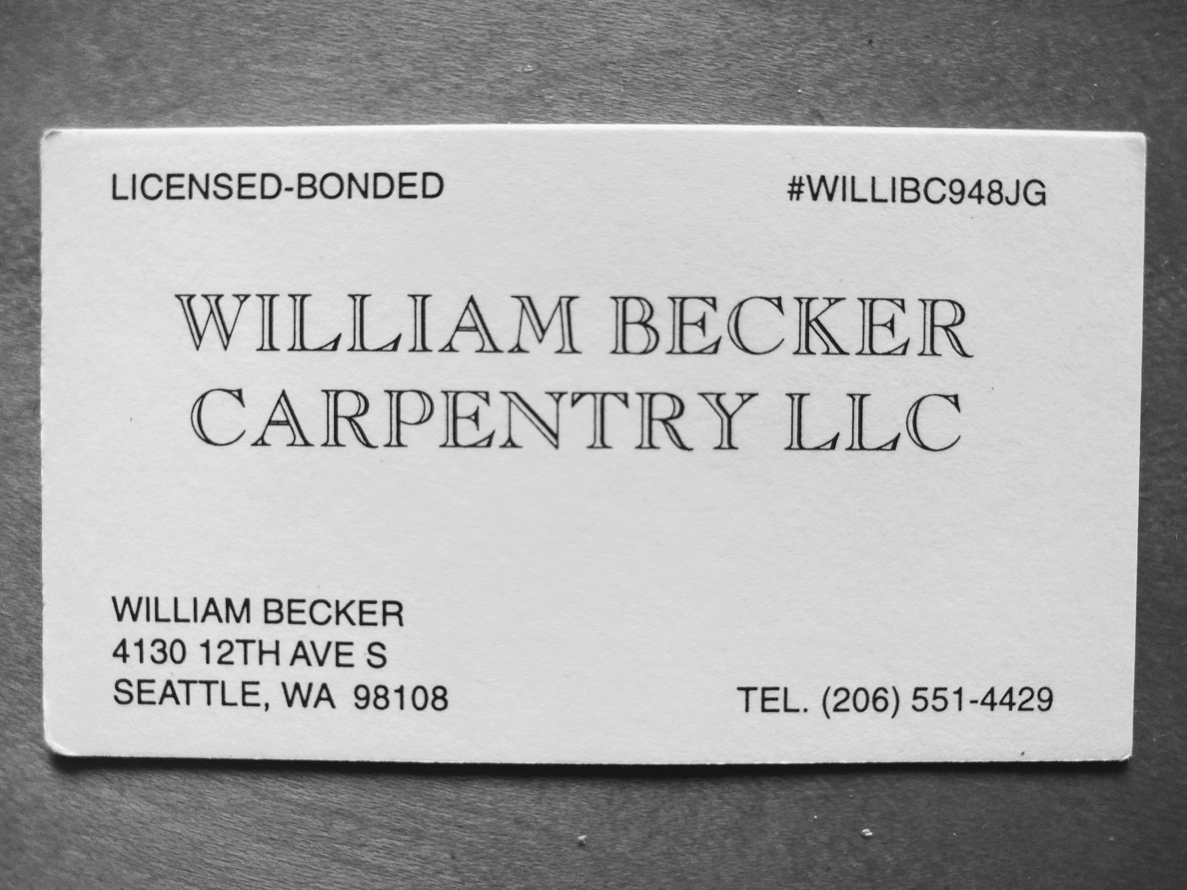 William Becker Carpentry, LLC Logo
