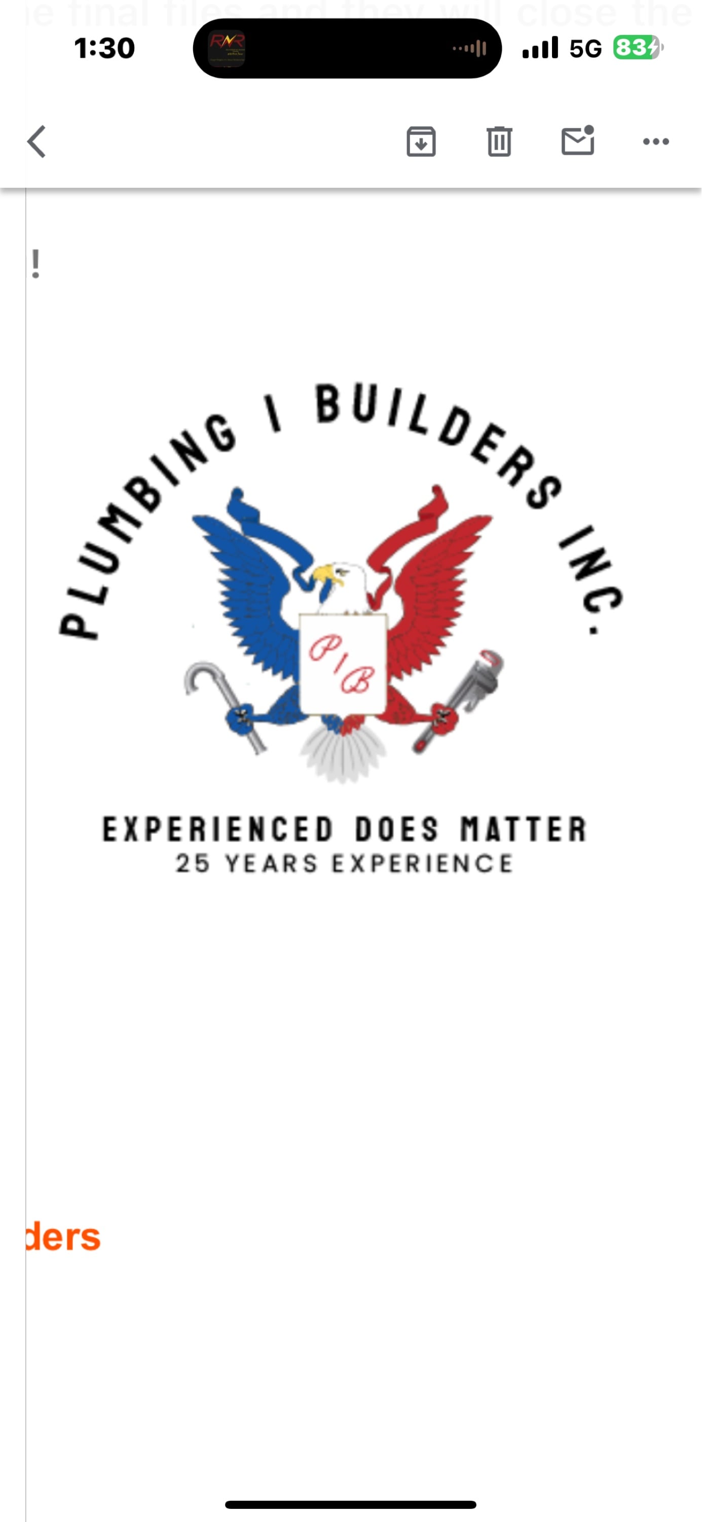 Plumbing 1 Builder's Inc Logo