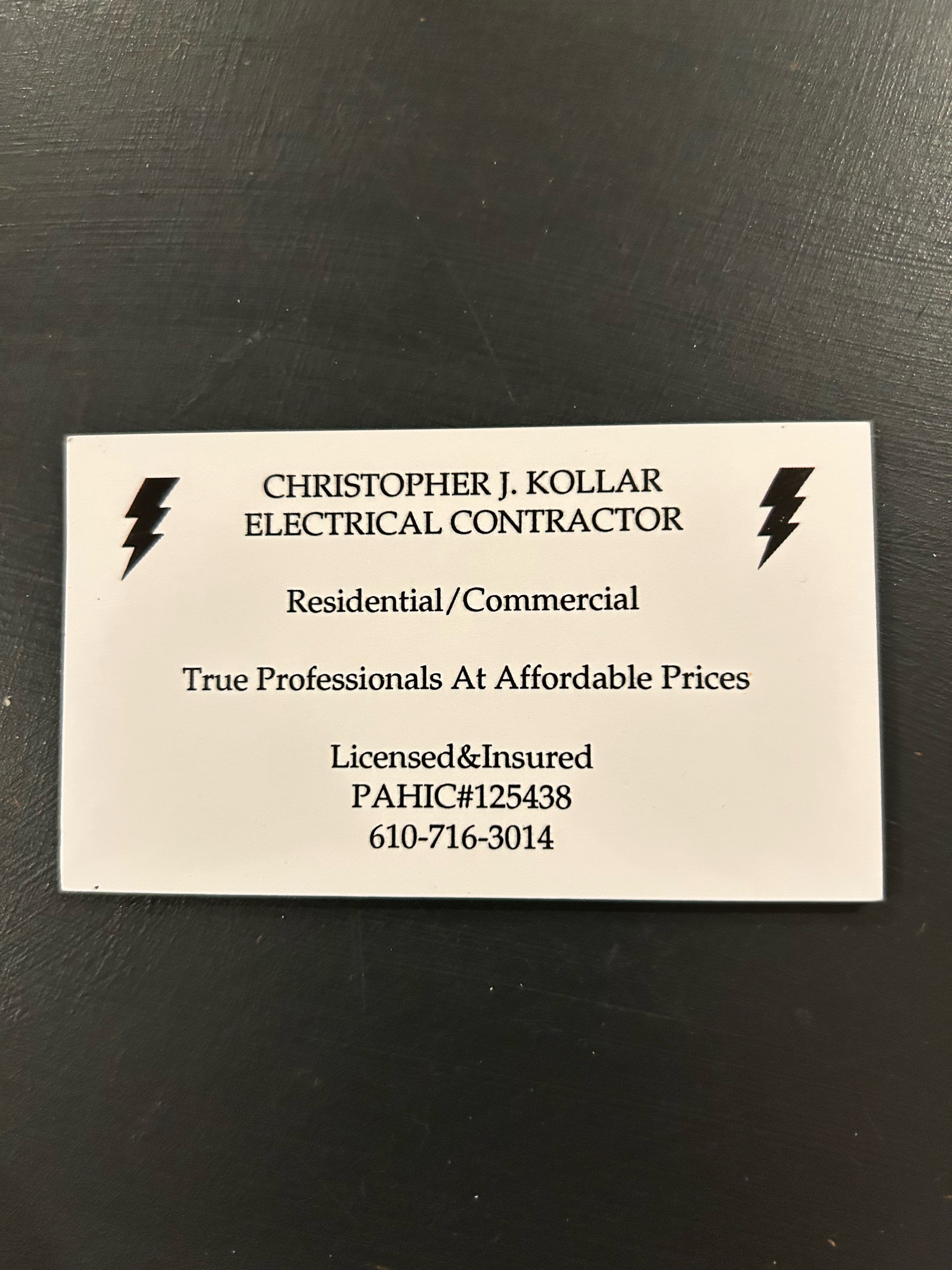 Christopher J. Kollar Electrical Contractor Logo