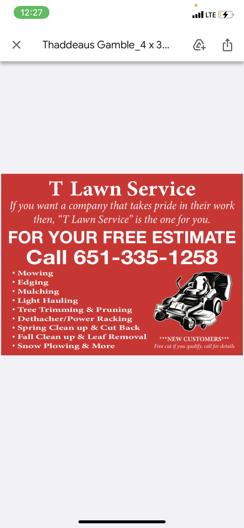 T's Lawn Service Logo