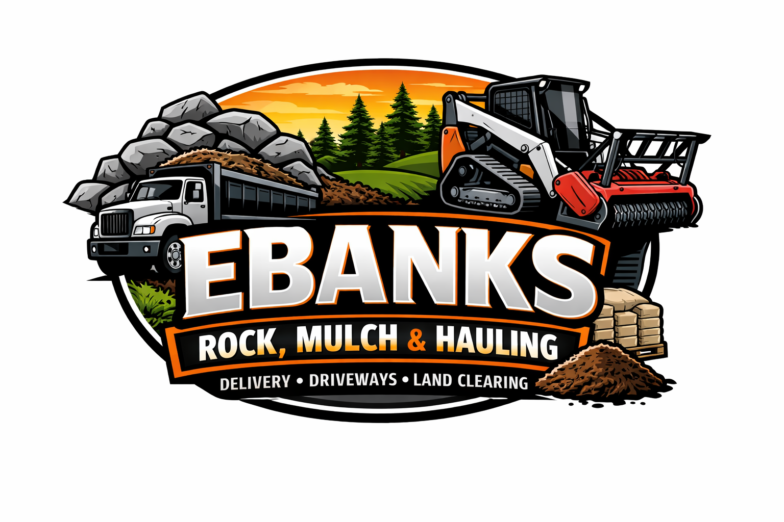 Ebanks Rock, Mulch & Hauling Logo