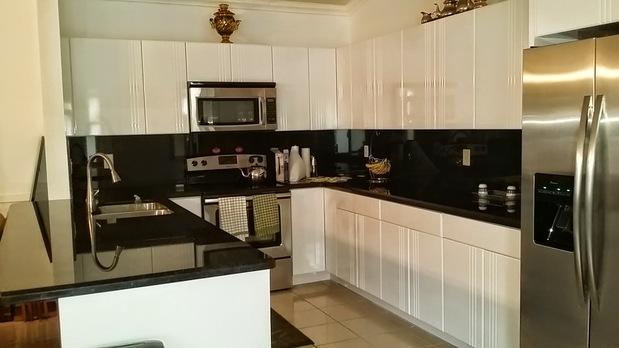 Transitional Kitchen in Hialeah  white thermofoil slab 