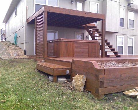 Modern Deck with above ground hot tub