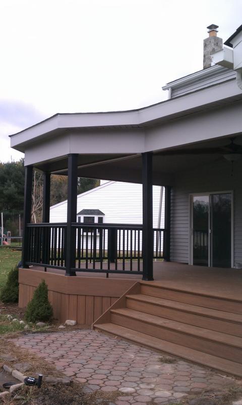 Traditional Patio with small octagon shaped brick patio