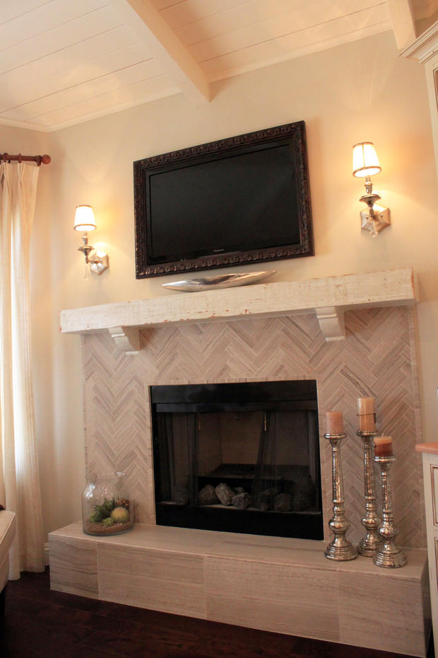 Transitional Fireplace In Fountain Hills Gray Tile Transitional Fireplace With Gray Tile Surround