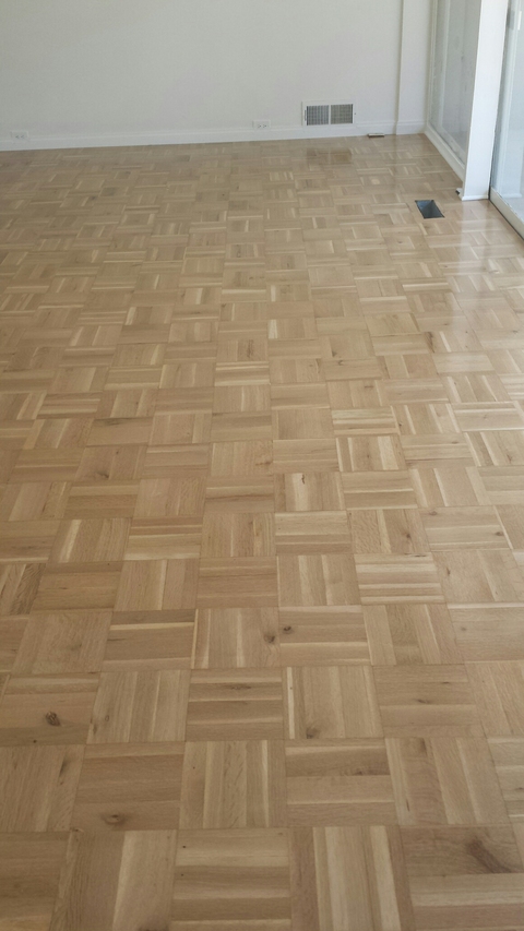 Casual / Comfortable Dining Room with parquet wood floor