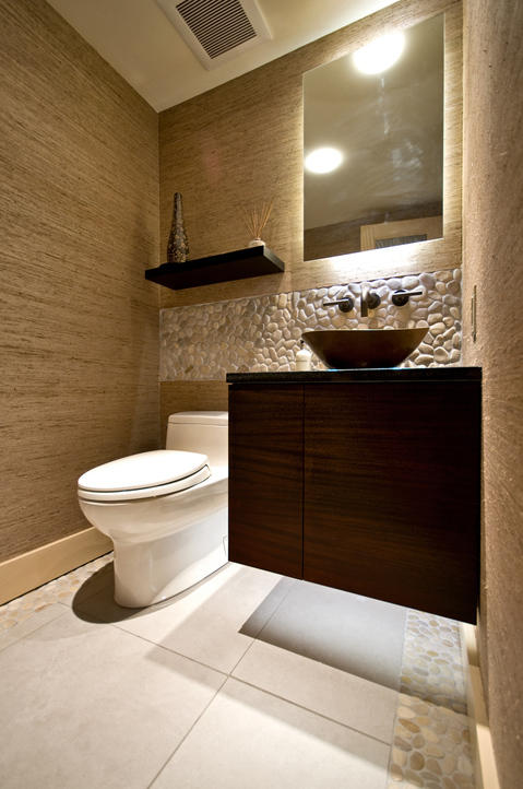 Contemporary Bathroom with oil rubbed bronze faucet