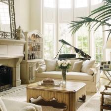 Traditional Family Room with cdg century furniture living room