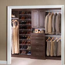 Traditional Closet with white wood door trim