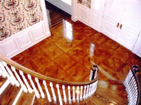 Traditional Staircase with white and wood stained stairs