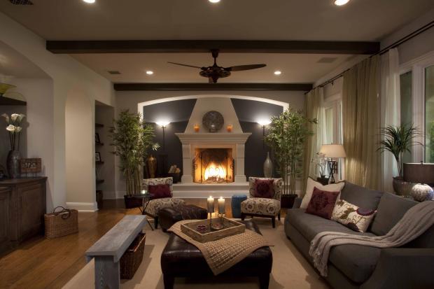 Contemporary Family Room with wrought iron fire place screen