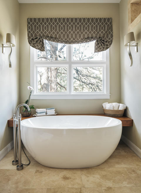 Contemporary Bathroom with beige painted walls
