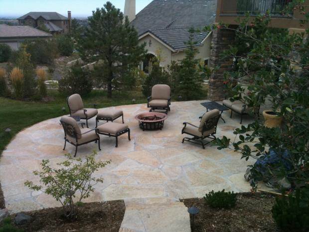 Tuscan Patio with black outdoor patio furniture