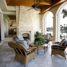 Traditional Patio with wood burning fireplace