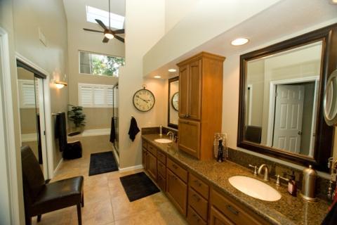 Contemporary Master Bathroom with stainless steel sink faucets