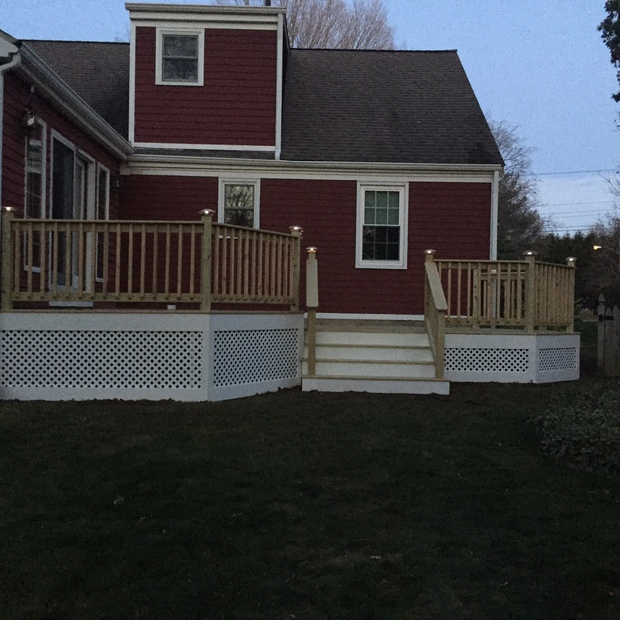 Traditional Deck in Milford wood railing wood deck and