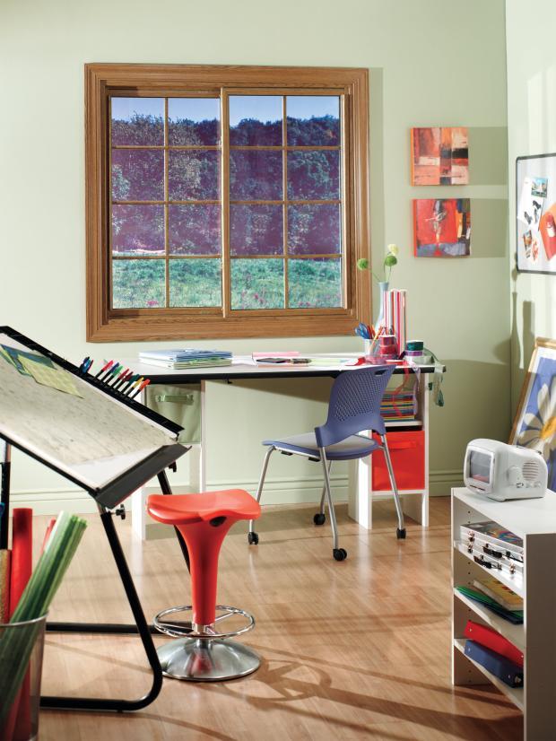 Modern Home Office with organized art room