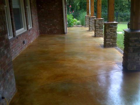Traditional Patio with stained concrete patio flooring