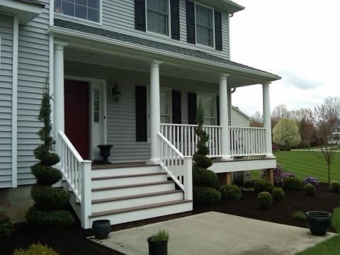 Traditional Porch with white columns around porch