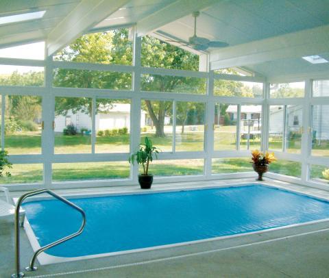 Traditional Pool with large clerestory windows