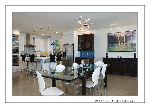 Modern Dining Room with ceiling mount light fixture