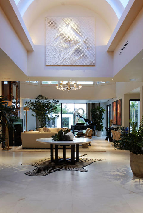 Contemporary Entry with large ceramic tile floor