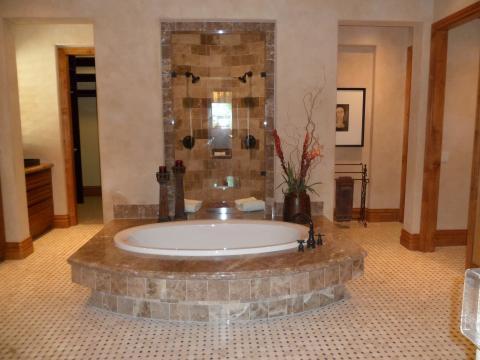 Contemporary Master Bathroom with oil rubbed bronze fixtures