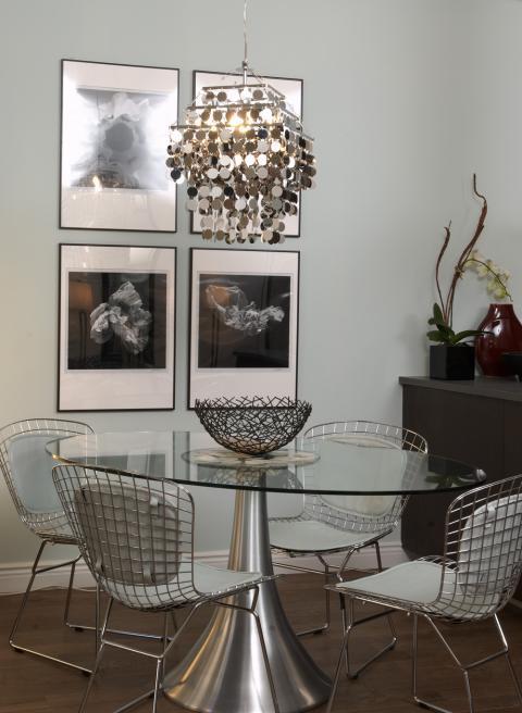 Modern Dining Room with black and white wall art