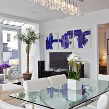 Modern Dining Room with glass and metal dining table