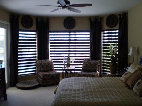 Contemporary Bedroom with raised square texture pattern