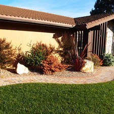 Modern Landscape with multicolored pavers