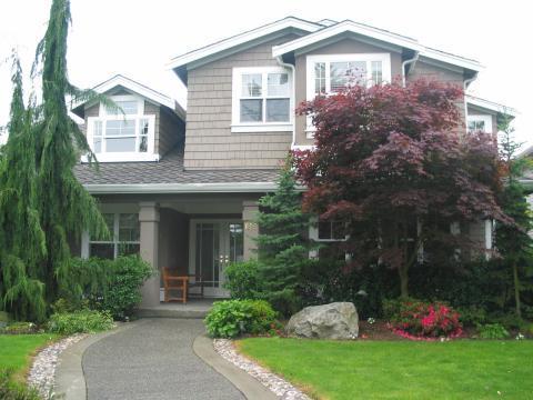 Transitional Landscape with white framed windows and doors