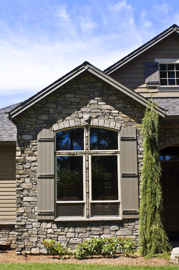 Casual / Comfortable Home Exterior with square window