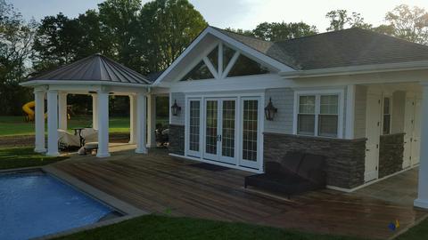 Traditional Pool with french doors